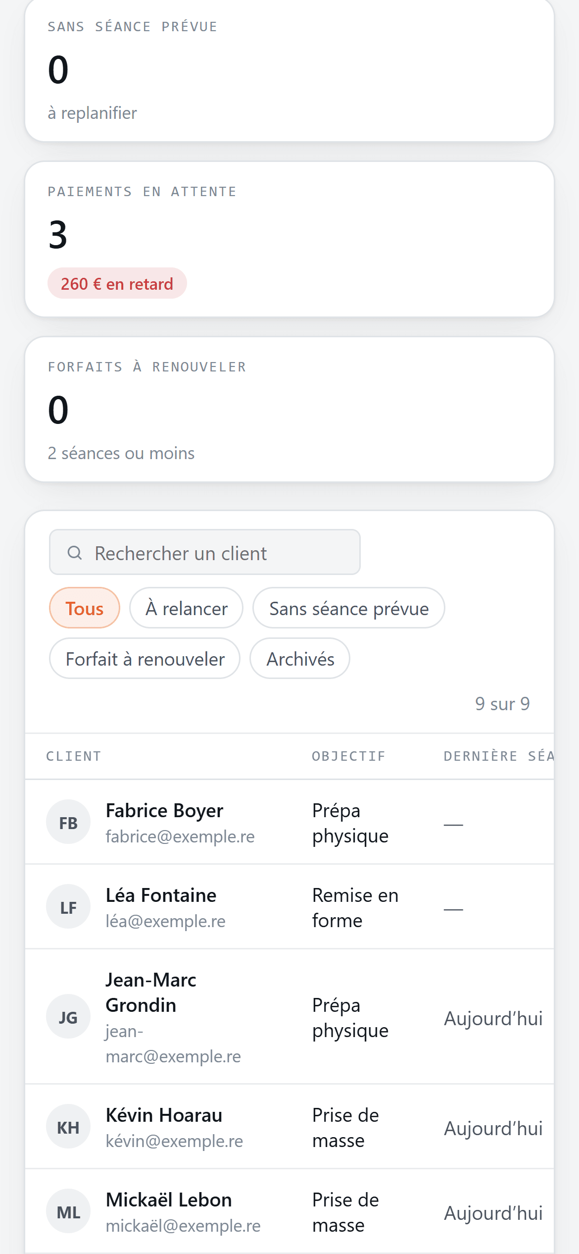 Vos clients et leur suivi